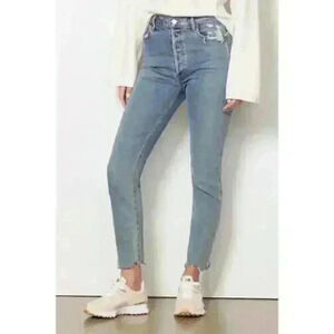 Agolde Nico High Rise Straight Jeans Raw Hem Distressed Organic Cotton Size 29
